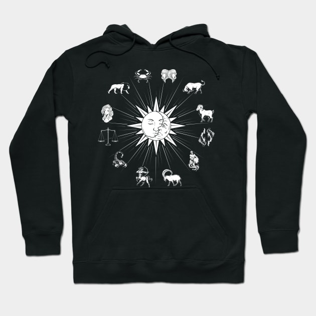 Sun and Moon - all zodiac signs Hoodie by Modern Medieval Design